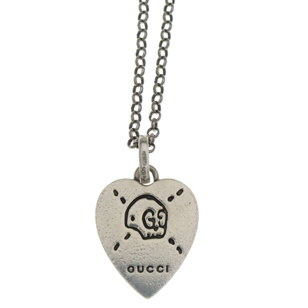 GUCCI(グッチ) Ghost Heart GG Skull ゴーストハートGGスカル ハートモチーフチェーンネックレス Ag925 455540 シルバー レディース