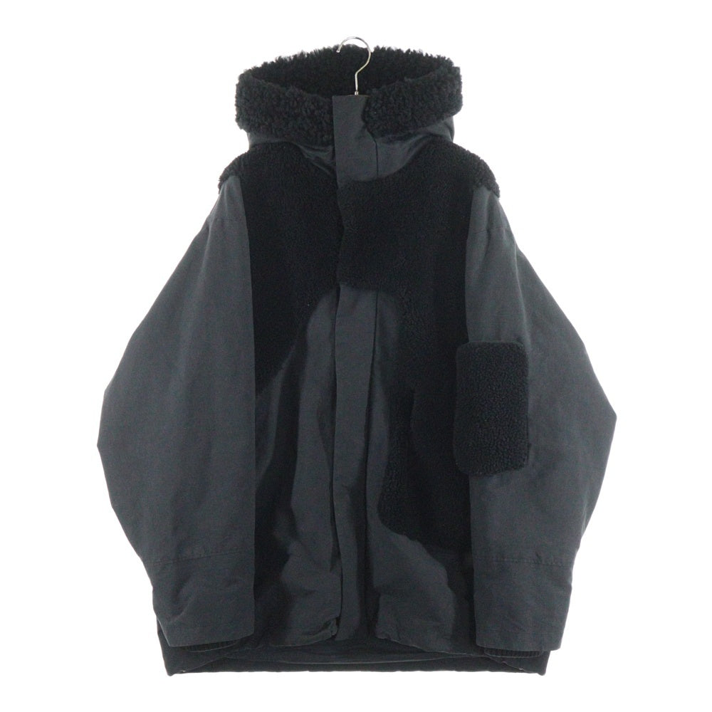LOUIS VUITTON ルイヴィトン 20SS Boa Switching Down Coat ボアスウィッチングダウンコート ボア切り替えフーデットダウンコート RM201M RRY HIK08W ブラック LOUIS VUITTON(ルイヴィトン) 20SS Boa Switching Down Coat ボア