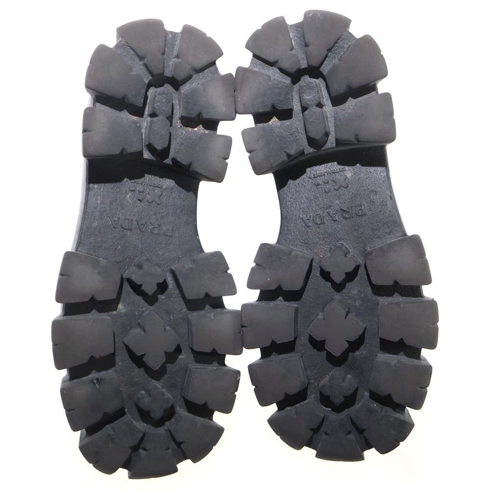 PRADA(プラダ) Monolith Pointy Brushed Leather Loafers モノリスポインティブラッシュドレザーローファー トライアングルロゴレザープラットフォームシューズ 2DE129