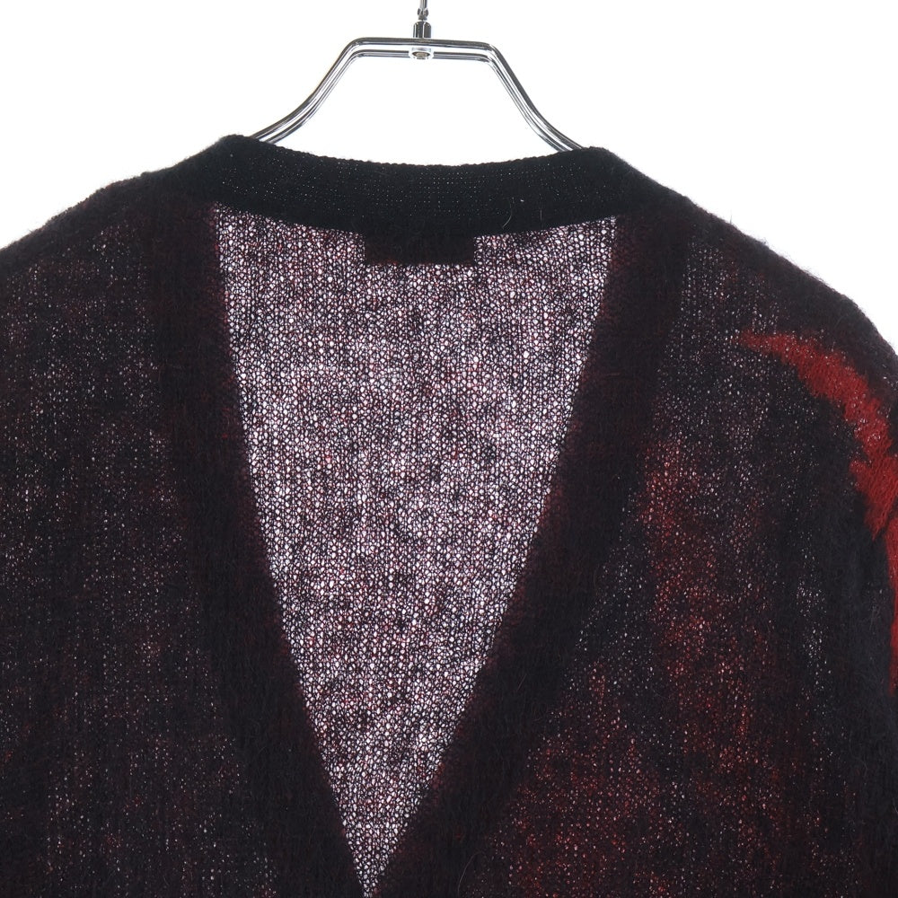 SAINT LAURENT PARIS(サンローランパリ) 17AW Mohair Knit Flame Cardigan モヘアニットフレームカーディガン 総柄モヘアニットカーディガン 480078 YA2IJ レッド