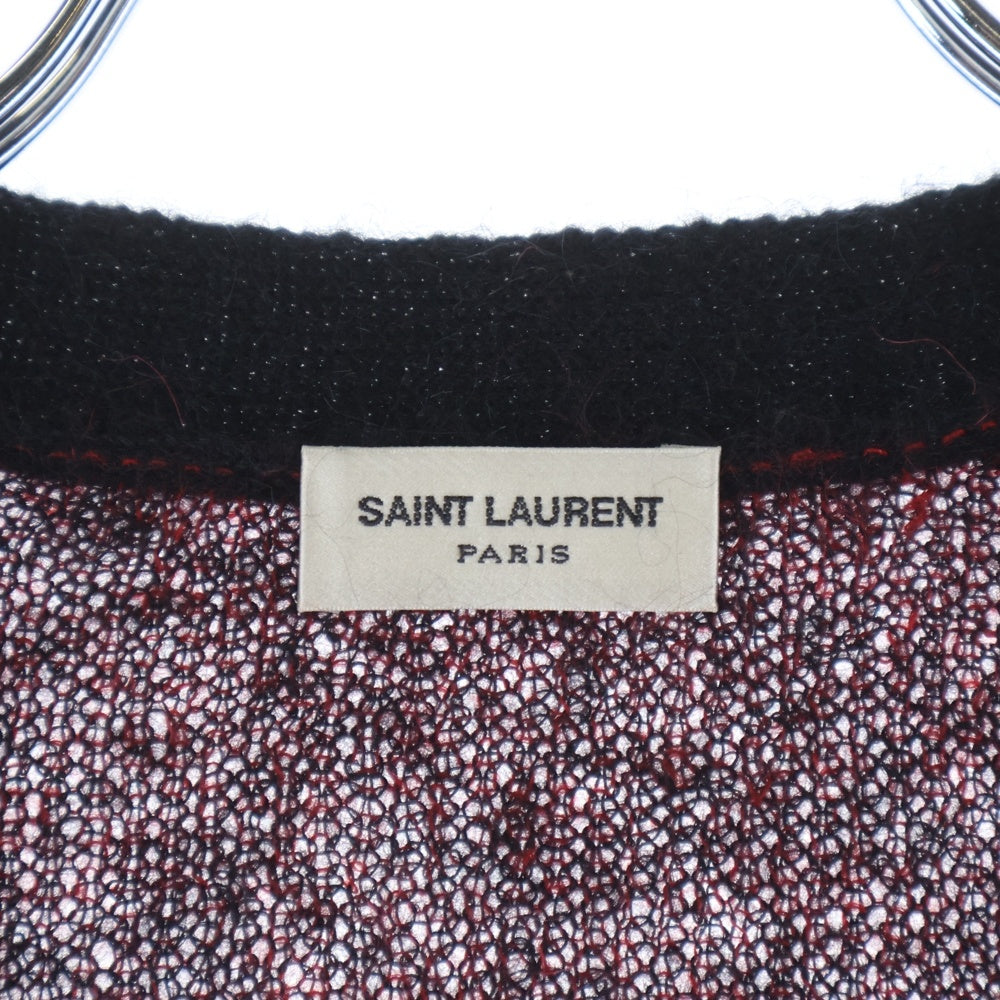 SAINT LAURENT PARIS(サンローランパリ) 17AW Mohair Knit Flame Cardigan モヘアニットフレームカーディガン 総柄モヘアニットカーディガン 480078 YA2IJ レッド