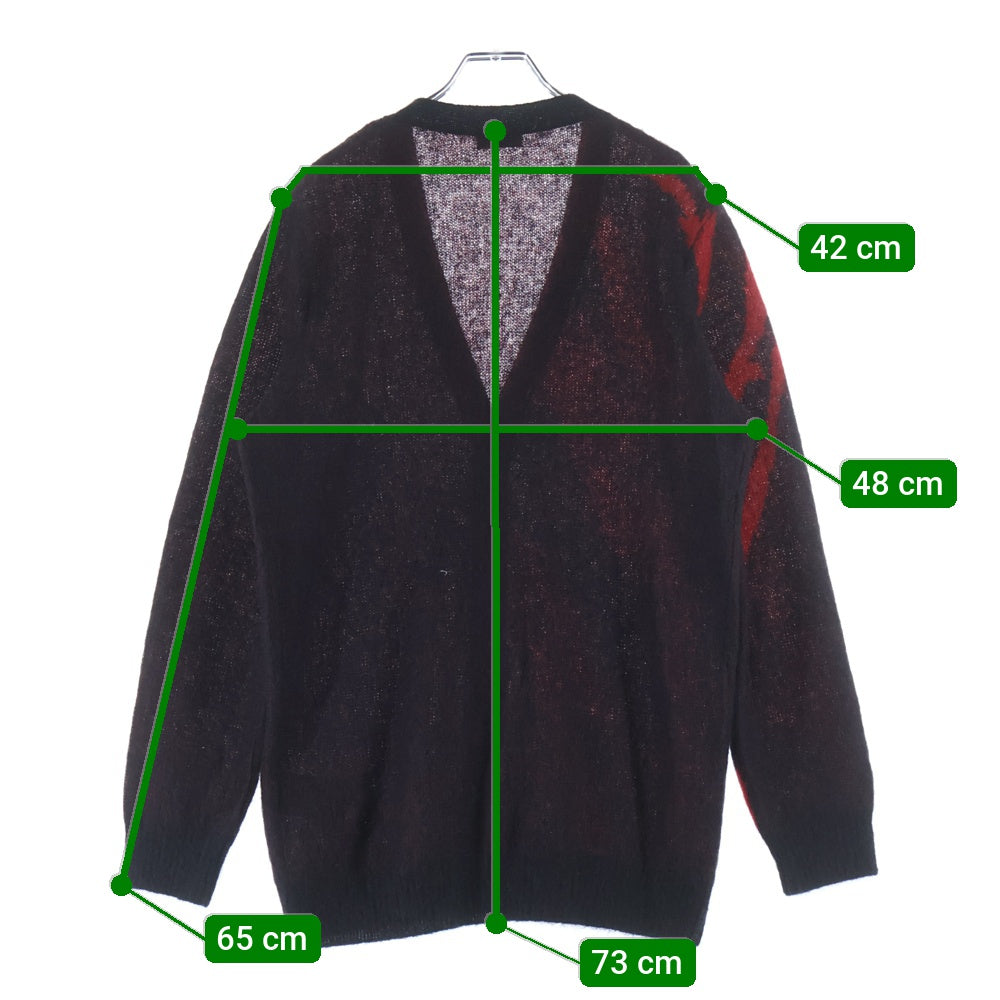 SAINT LAURENT PARIS(サンローランパリ) 17AW Mohair Knit Flame Cardigan モヘアニットフレームカーディガン 総柄モヘアニットカーディガン 480078 YA2IJ レッド