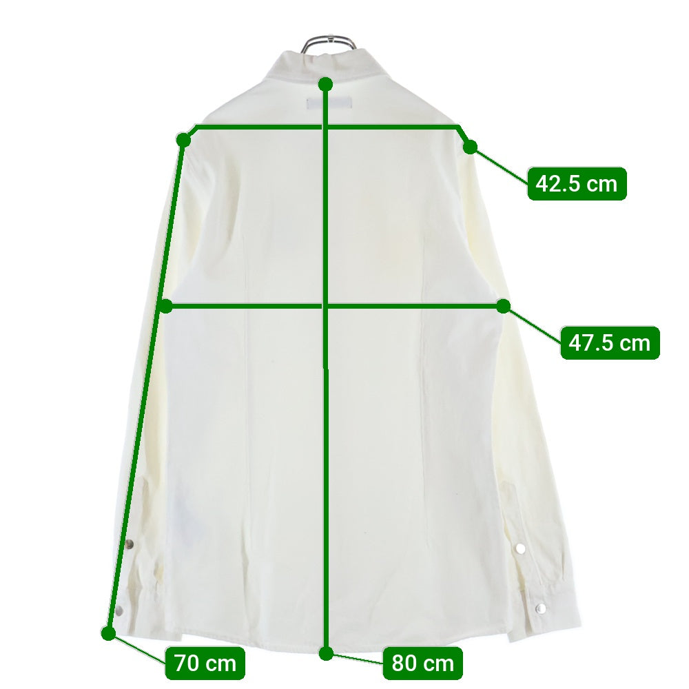 RAF SIMONS(ラフシモンズ) 21SS Slim Fit Denim Shirt スリムフィットデニムシャツ RSロゴ レザーパッチボタンダウン長袖シャツ 211-M240 ホワイト