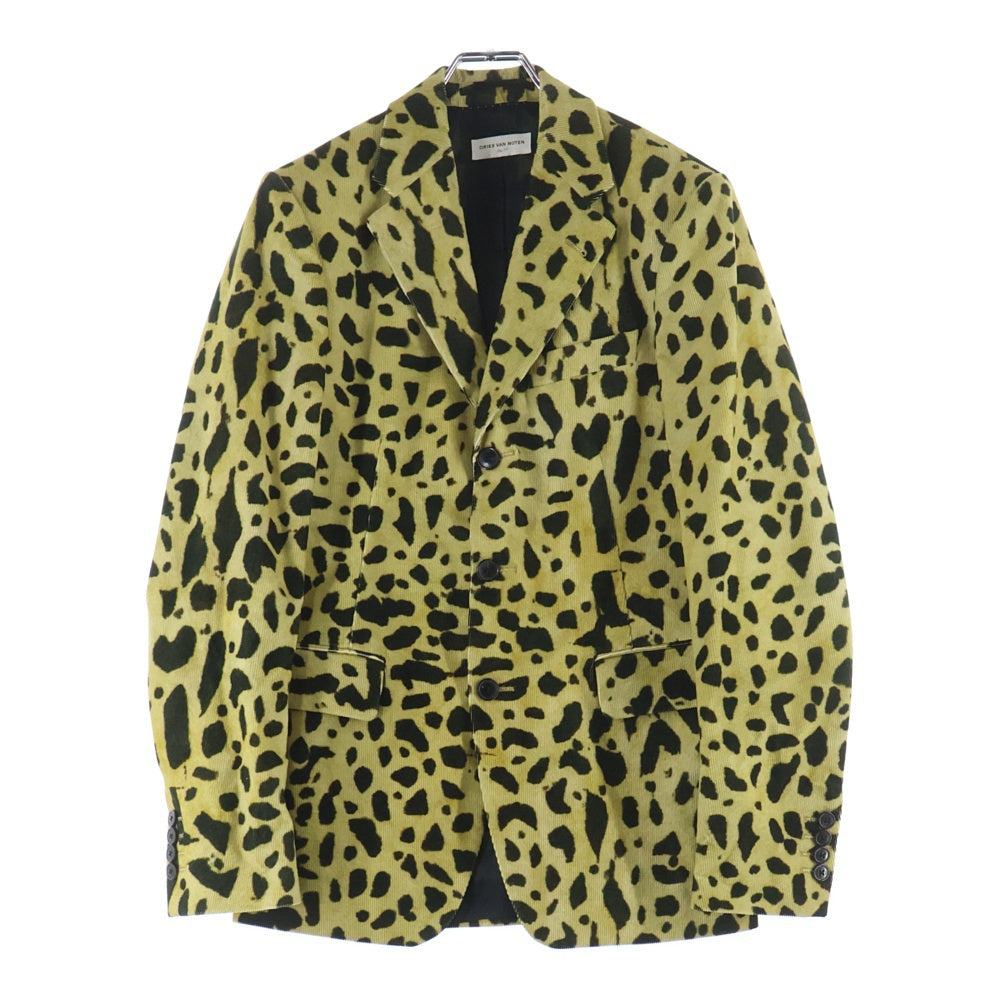DRIES VAN NOTEN(ドリスヴァンノッテン) 20AW Leopard Tailored Jacket レオパードテーラードジャケット 3B総柄シングルベントテーラードジャケット イエロー/ブラック
