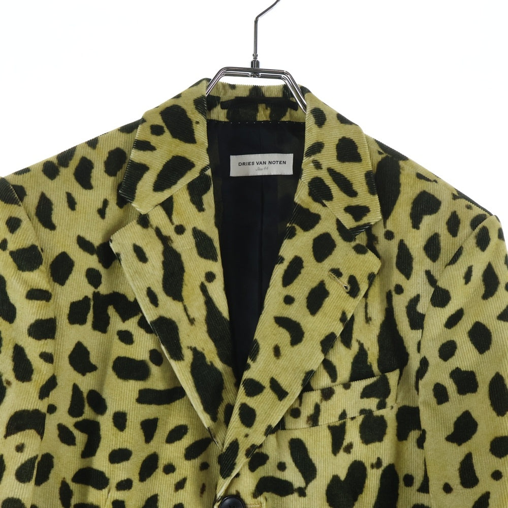 DRIES VAN NOTEN(ドリスヴァンノッテン) 20AW Leopard Tailored Jacket レオパードテーラードジャケット 3B総柄シングルベントテーラードジャケット イエロー/ブラック