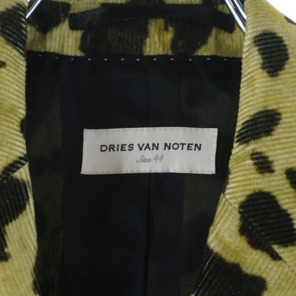 DRIES VAN NOTEN(ドリスヴァンノッテン) 20AW Leopard Tailored Jacket レオパードテーラードジャケット 3B総柄シングルベントテーラードジャケット イエロー/ブラック