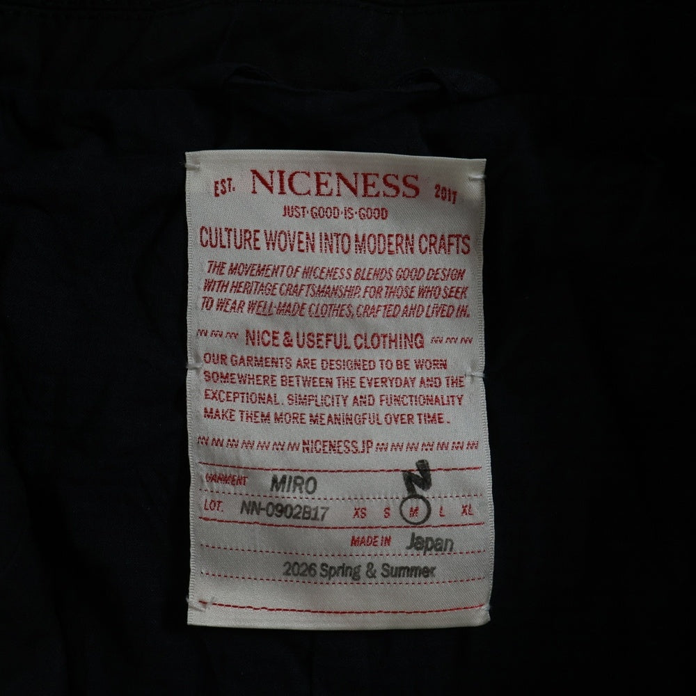NICENESS(ナイスネス) 26SS MIRO Rover Blazer 5B ミロ ローバーブレザー 5ボタンシングルコットンジャケット NN-0902B17 ネイビー