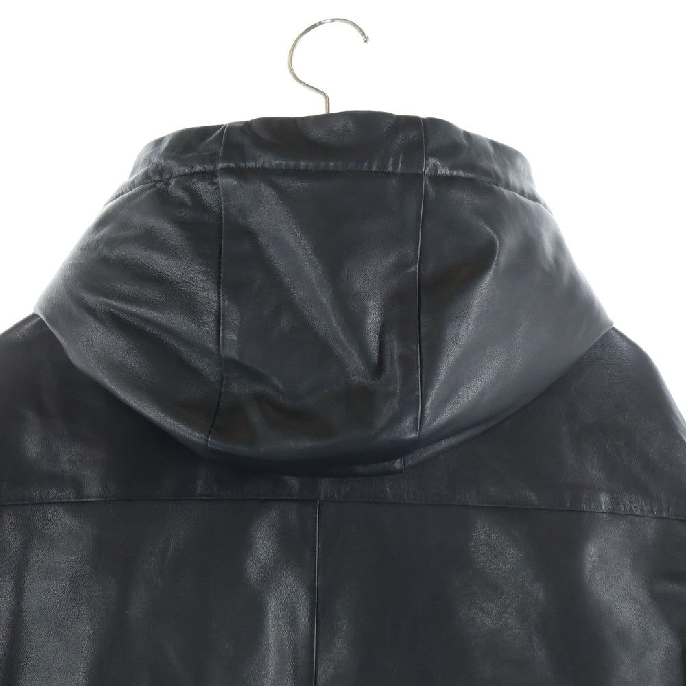 marka(マーカ) 25AW Puffed Leather Parka - Sheep Leather パフドレザーパーカー シープレザー レザージップアップフーディー M25D08BL01C ブラック