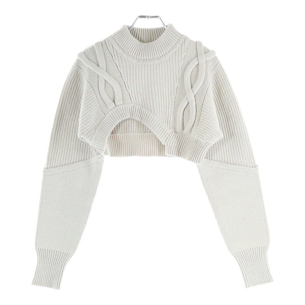 UN3D.(アンスリード) ケーブルショートニット クロップド セーター 522312600301 ベージュ レディース