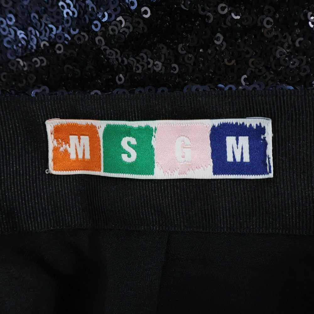 MSGM(エムエスジーエム) スパンコールデザイン ミディアム丈 タイトスカート 1941MDDD06 ネイビー レディース