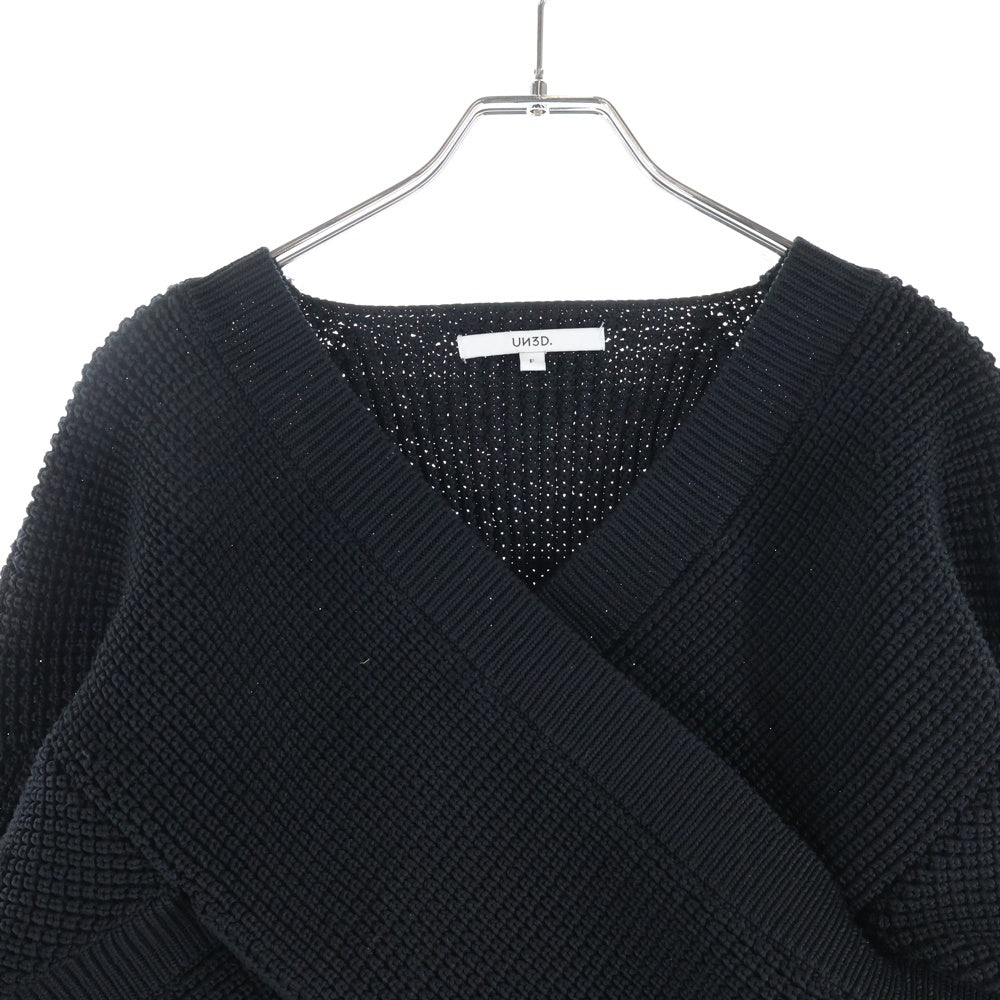 UN3D.(アンスリード) クロスデザイン ショートニット クロップド セーター 522222601501 ブラック レディース
