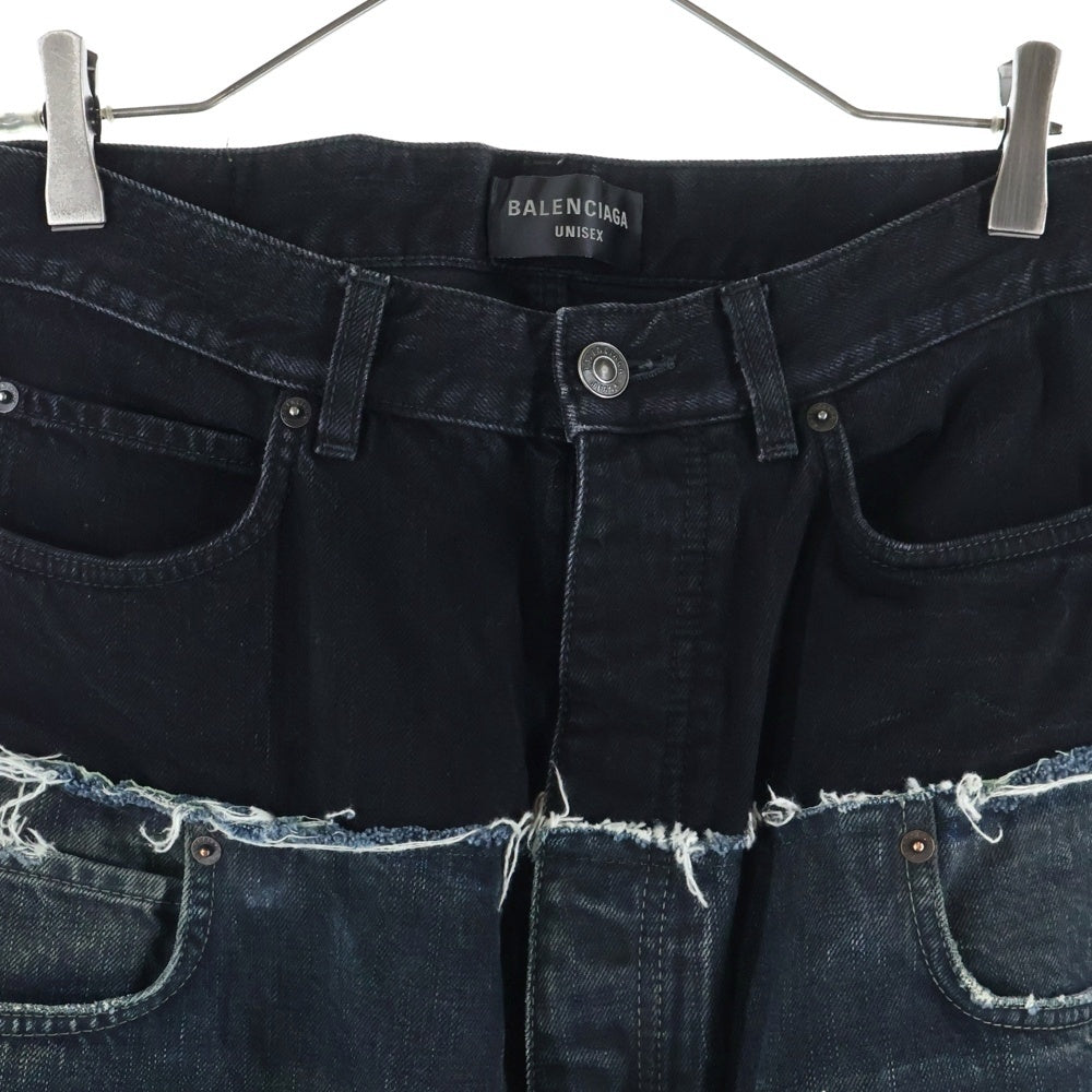 BALENCIAGA(バレンシアガ) 24AW Cut Up Baggy Denim Pants カットアップ ダメージ加工バギーデニムパンツ 805094 TRW93 ブラック/インディゴ