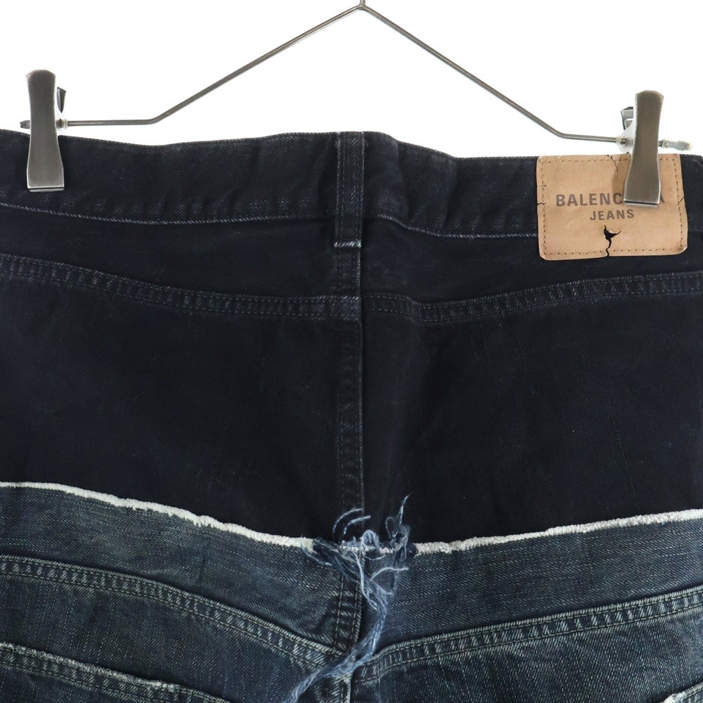 BALENCIAGA(バレンシアガ) 24AW Cut Up Baggy Denim Pants カットアップ ダメージ加工バギーデニムパンツ 805094 TRW93 ブラック/インディゴ