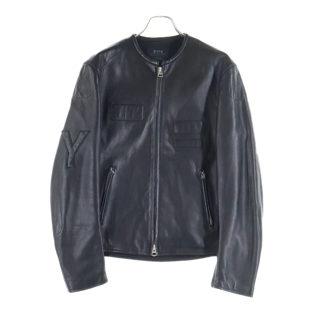 s'yte(サイト) SEMI-VEGETABLE TANNED SHEEP LEATHER COLLARLESS MOTORCYCLE JACKET セミベジタブルタンニンシープレザー カラーレスモーターサイクルジャケット UY-Y01-702