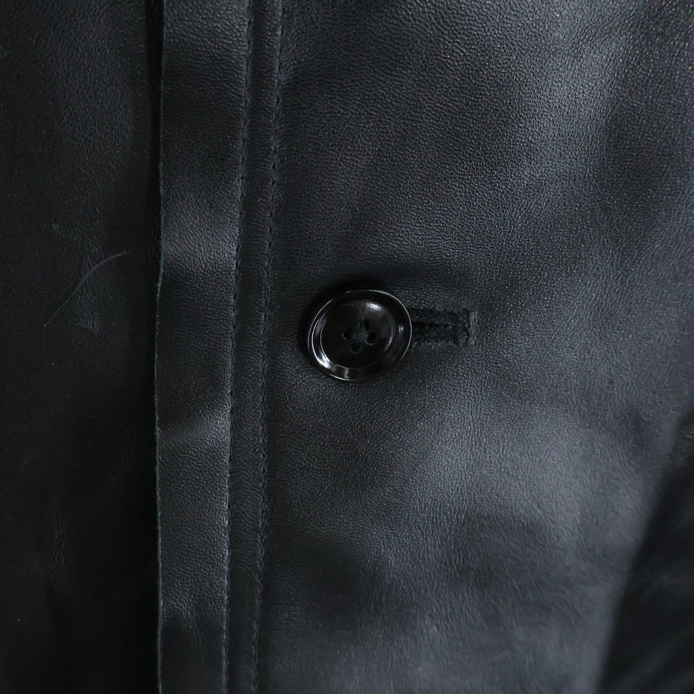 SCHOTT(ショット) NANO UNIVERSE ナノユニバース 別注 ラムスキン ボタン ブルゾン レザージャケット ブラック