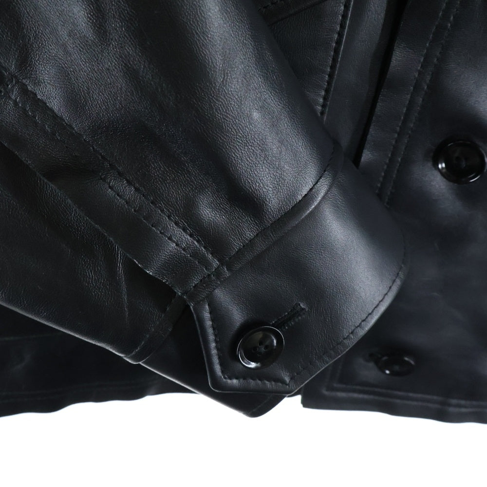 SCHOTT(ショット) NANO UNIVERSE ナノユニバース 別注 ラムスキン ボタン ブルゾン レザージャケット ブラック