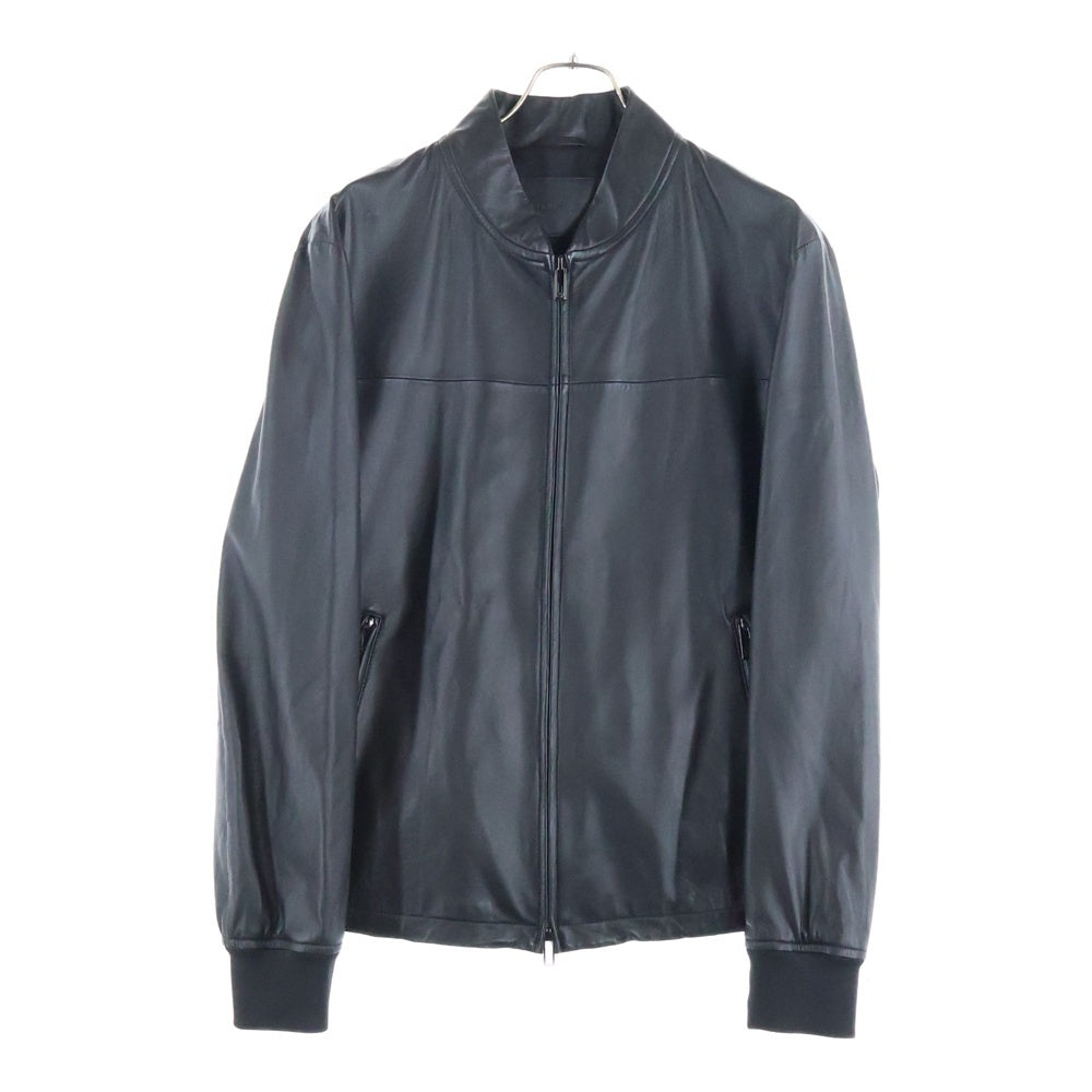 EMPORIO ARMANI(エンポリオアルマーニ) ナッパラムスキン ジップアップブルゾン レザージャケット ブラック EM003536