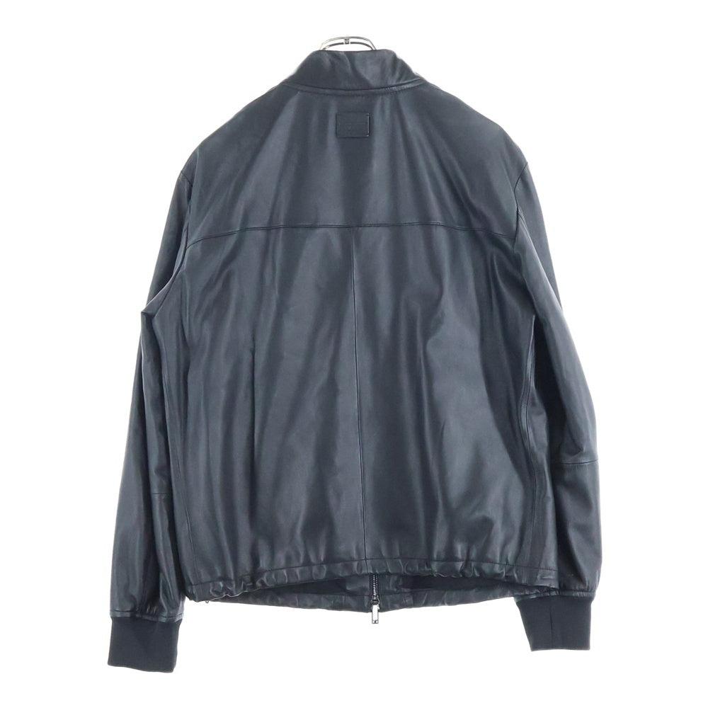 EMPORIO ARMANI(エンポリオアルマーニ) ナッパラムスキン ジップアップブルゾン レザージャケット ブラック EM003536