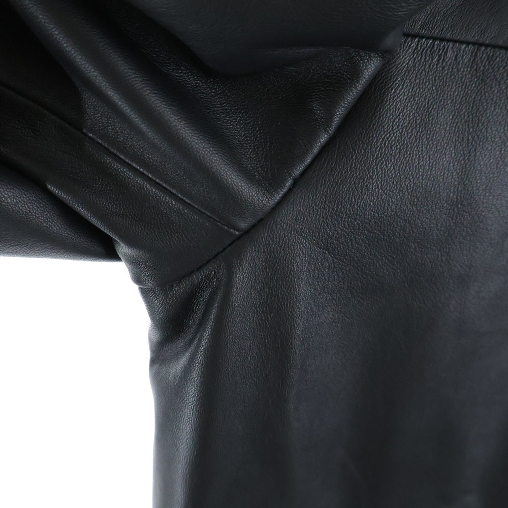 EMPORIO ARMANI(エンポリオアルマーニ) ナッパラムスキン ジップアップブルゾン レザージャケット ブラック EM003536