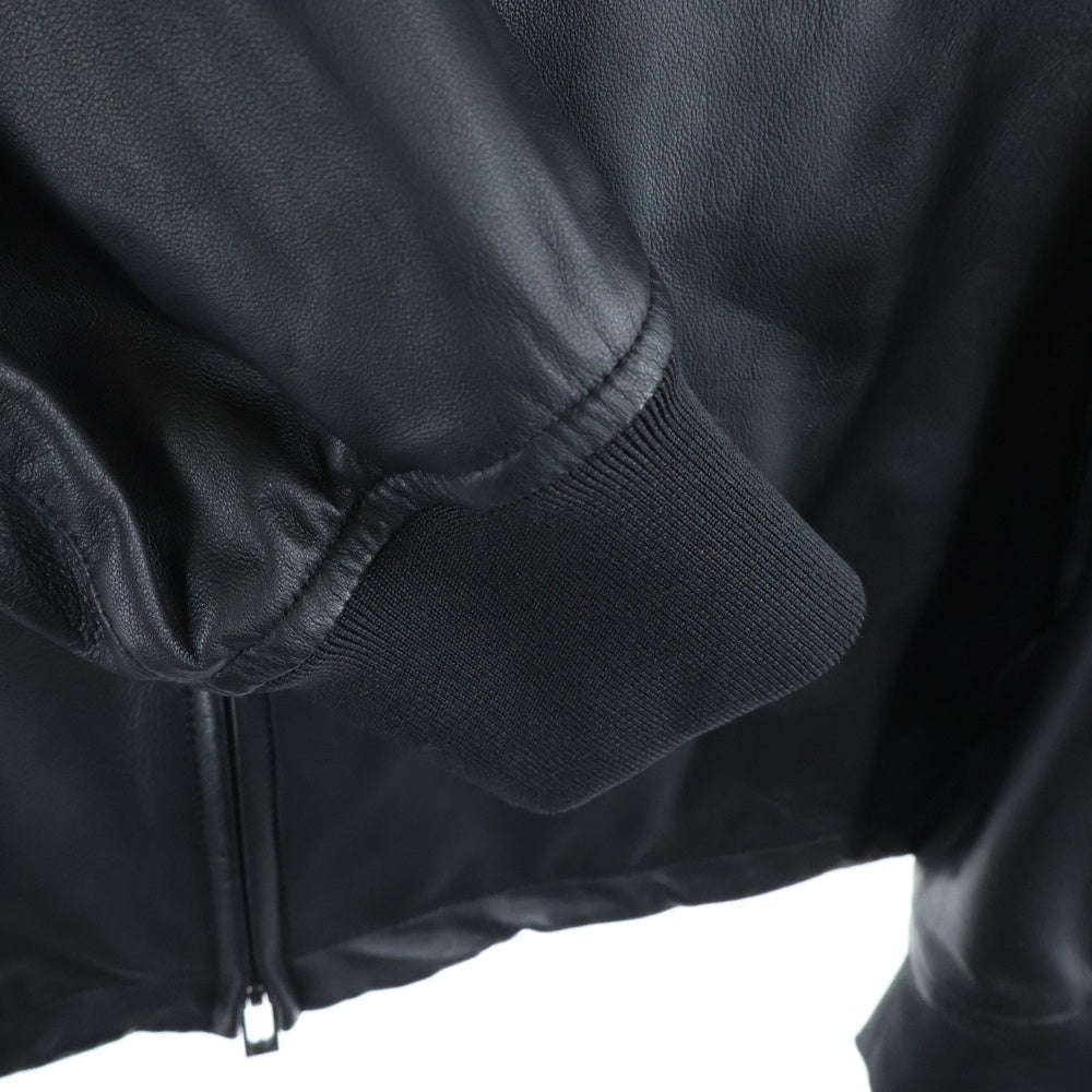 EMPORIO ARMANI(エンポリオアルマーニ) ナッパラムスキン ジップアップブルゾン レザージャケット ブラック EM003536