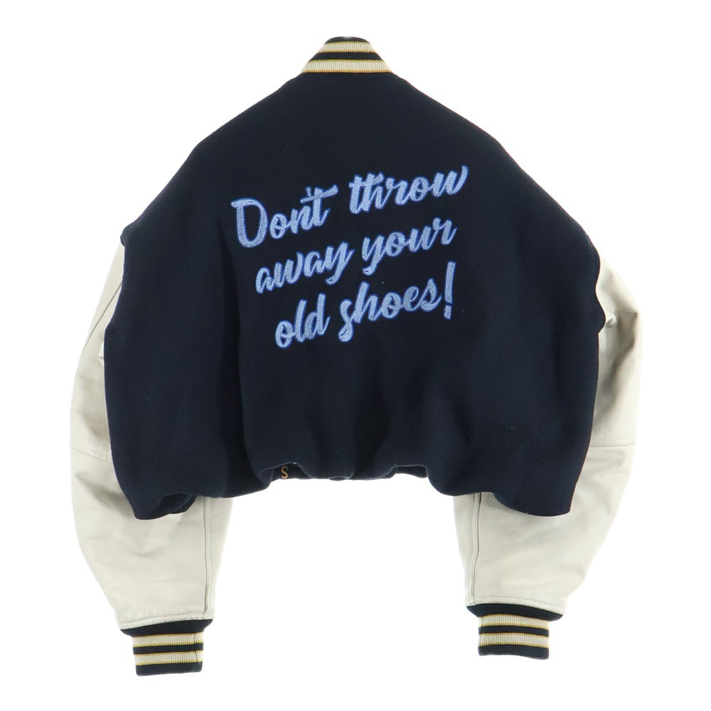 MAISON MIHARAYASUHIRO(メゾンミハラヤスヒロ) 25AW Roll-up Hem Stadium Jacket ロールアップヘムスタジアムジャケット クロップドスタジアムジャケット B15BL041 ブラック/ホワイト