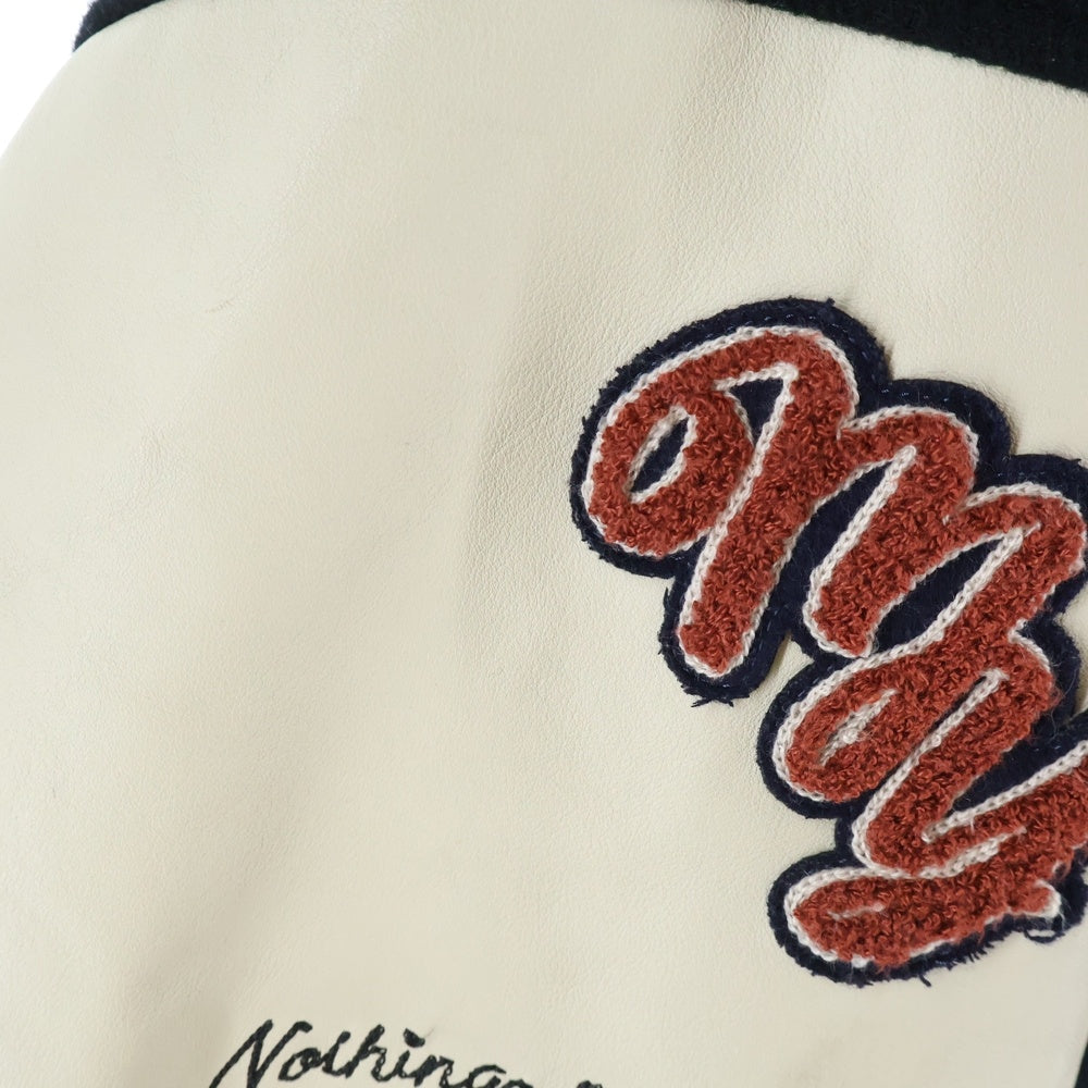MAISON MIHARAYASUHIRO(メゾンミハラヤスヒロ) 25AW Roll-up Hem Stadium Jacket ロールアップヘムスタジアムジャケット クロップドスタジアムジャケット B15BL041 ブラック/ホワイト