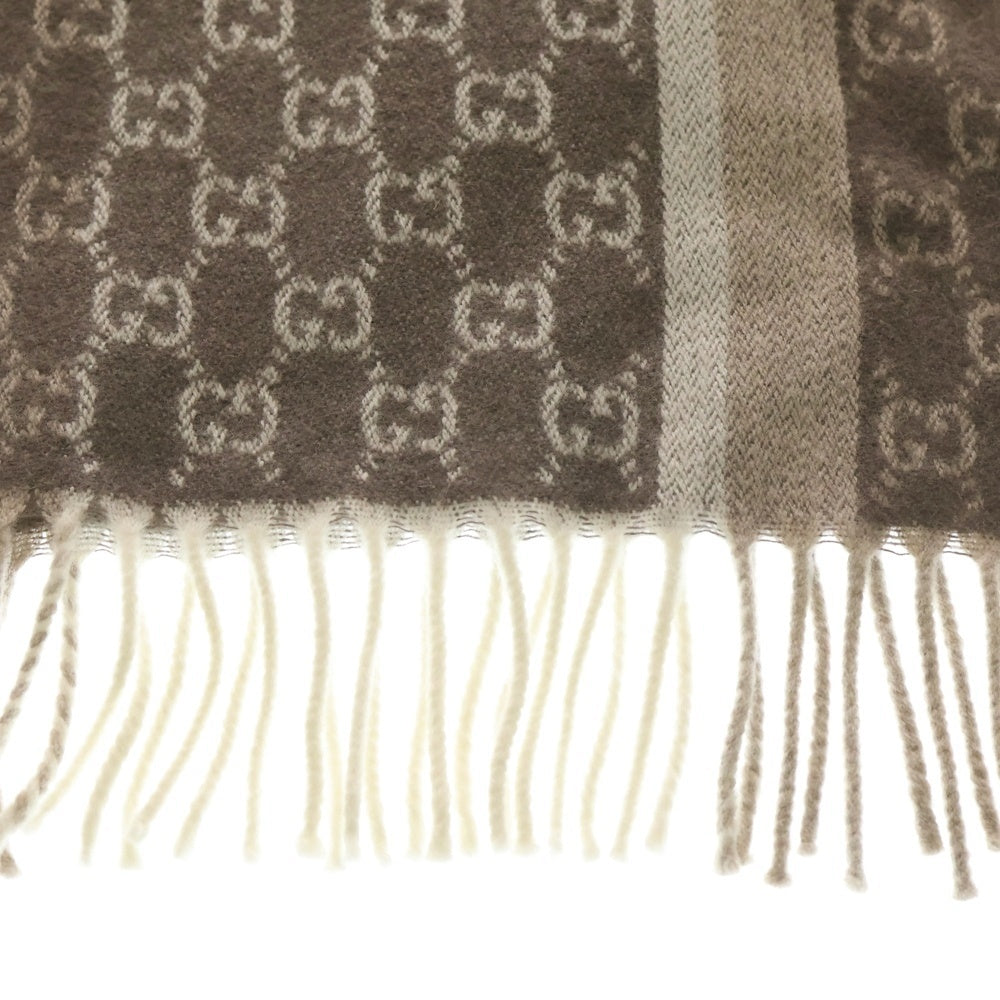 GUCCI(グッチ) GG柄 ウール フリンジ マフラー ブラウン 391530 4G944 レディース