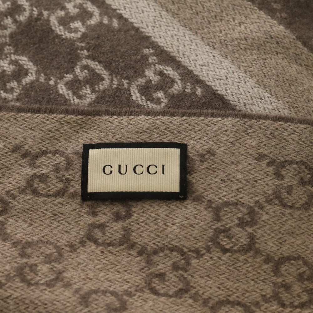 GUCCI(グッチ) GG柄 ウール フリンジ マフラー ブラウン 391530 4G944 レディース