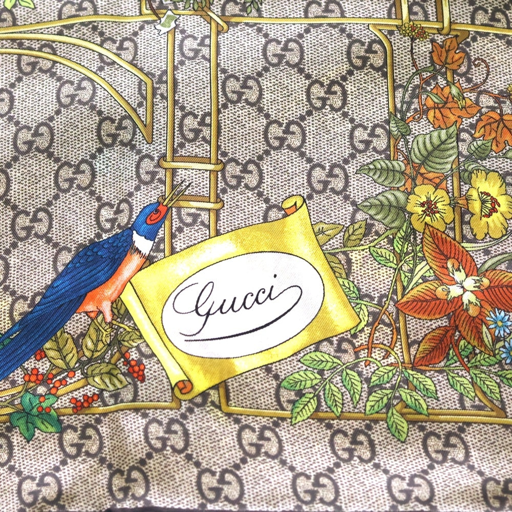 GUCCI(グッチ) プリント シルクツイル スカーフ ブラウン 777066 3G001 レディース