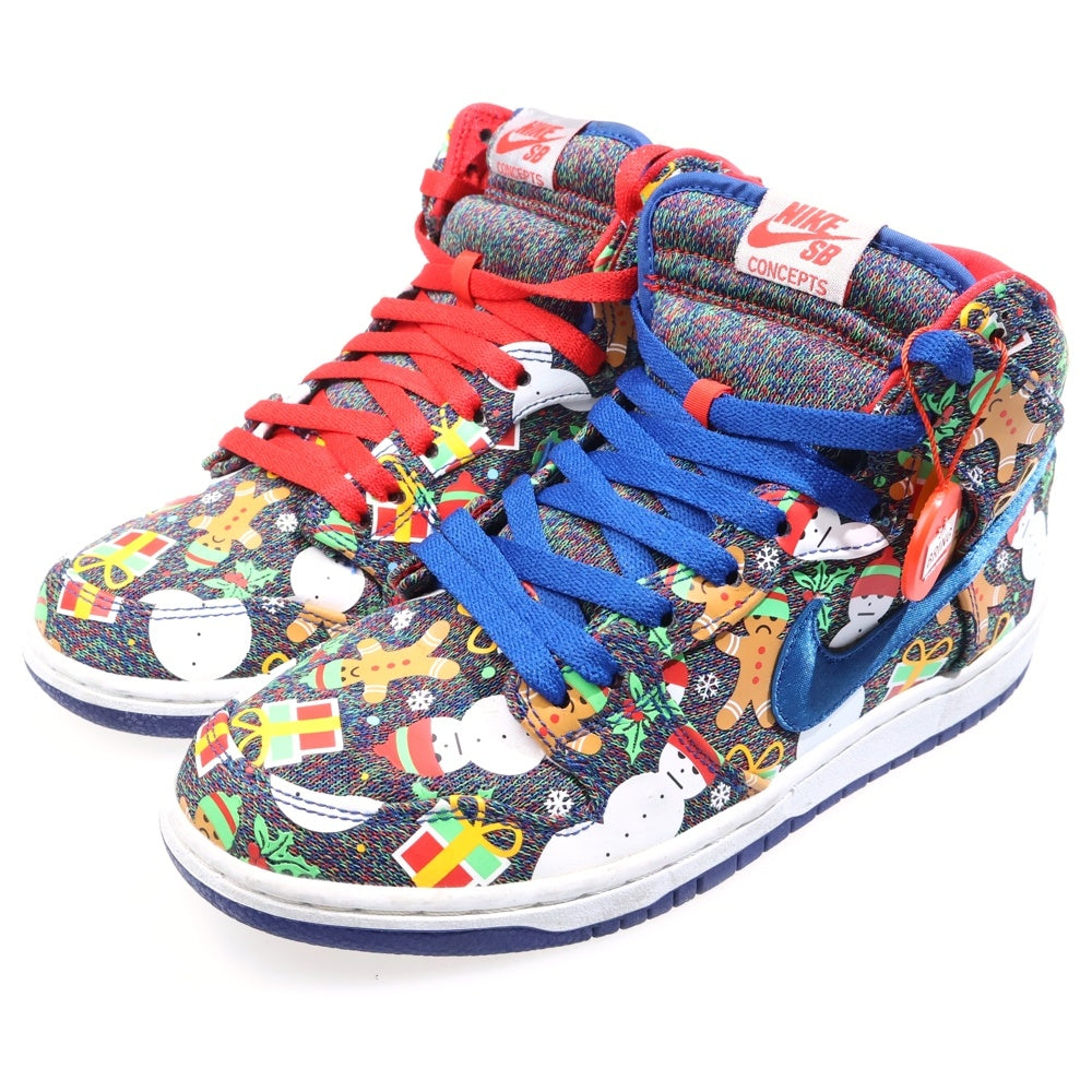 NIKE SB(ナイキエスビー) ×CONCEPTS DUNK HIGH UGLY CHRISTMAS SWEATER コンセプツ ダンク アグリー クリスマスセーター ハイカットスニーカー マルチ US7/25cm 881758-446