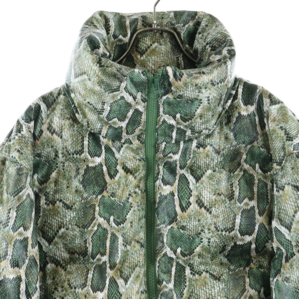 BREATH(ブレス) FAUX LEATHER SNAKE DOWN JACKET フェイクレザー パイソン柄 ダウンジャケット グリーン BR25AW-00025
