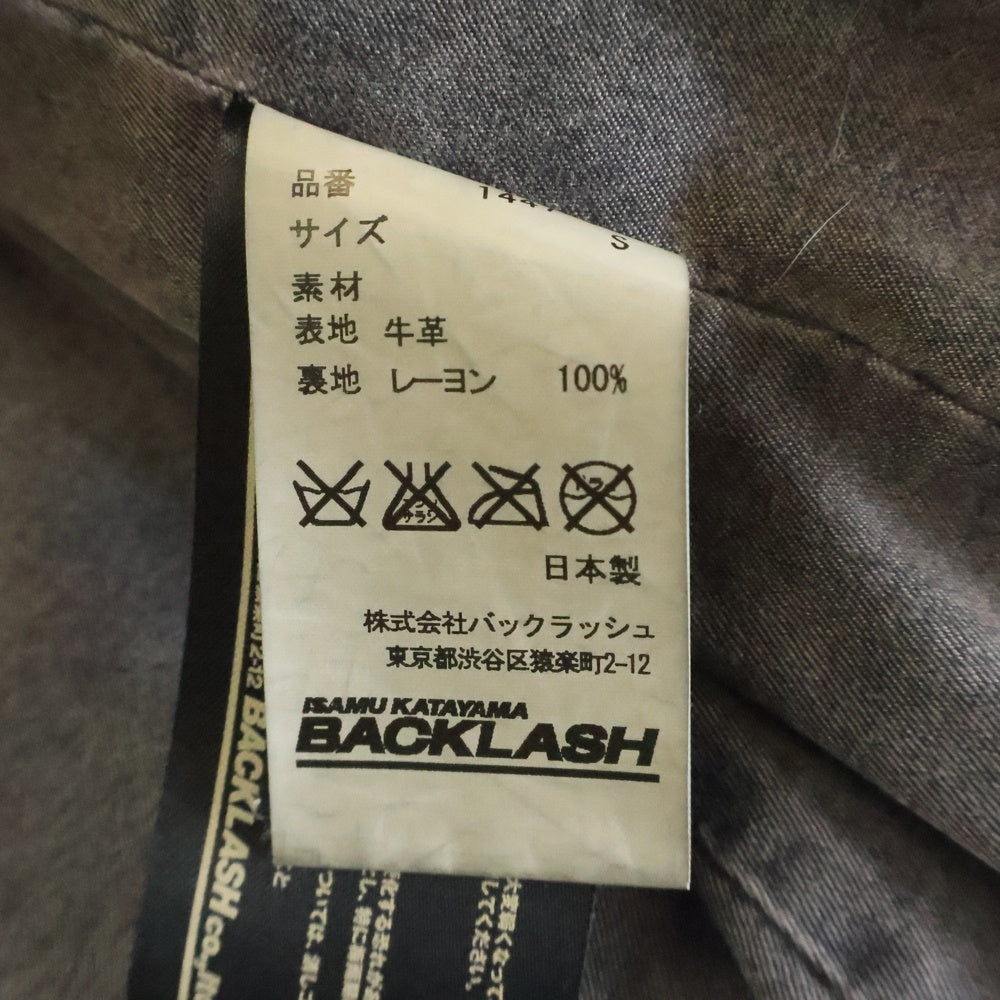 ISAMU KATAYAMA BACKLASH(イサムカタヤマバックラッシュ) ジップアップ カウレザーシングルライダースジャケット ブラック