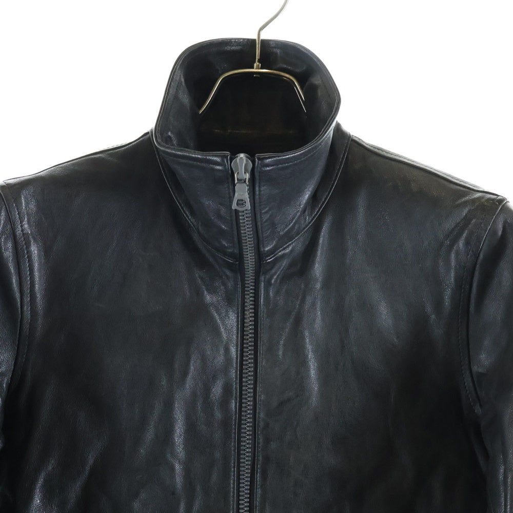 ISAMU KATAYAMA BACKLASH(イサムカタヤマバックラッシュ) ジップアップ キャメルレザー らくだ革 シングルライダースジャケット ブラック