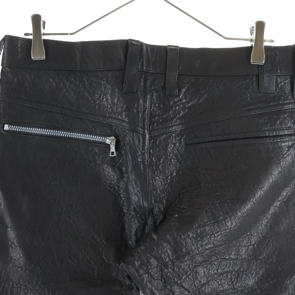ISAMU KATAYAMA BACKLASH(イサムカタヤマバックラッシュ) シープレザー サイドジップ レザーハーフパンツ ショーツ ブラック 製品染め