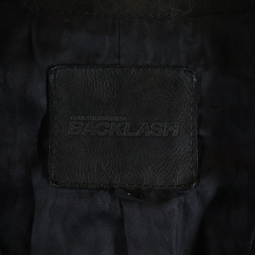 ISAMU KATAYAMA BACKLASH(イサムカタヤマバックラッシュ) カウレザー スナップボタン ミリタリーレザージャケット ブラック 製品染め
