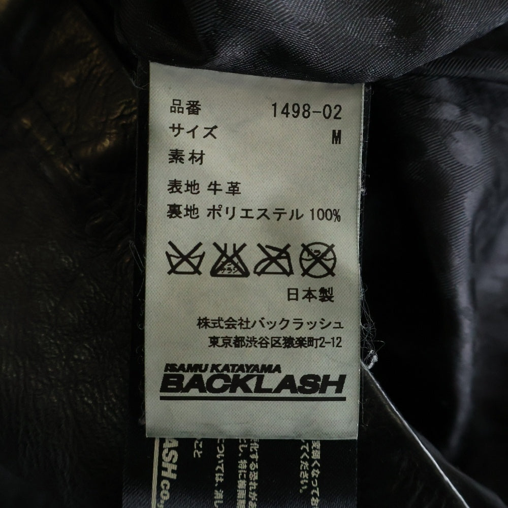 ISAMU KATAYAMA BACKLASH(イサムカタヤマバックラッシュ) カウレザー スナップボタン ミリタリーレザージャケット ブラック 製品染め