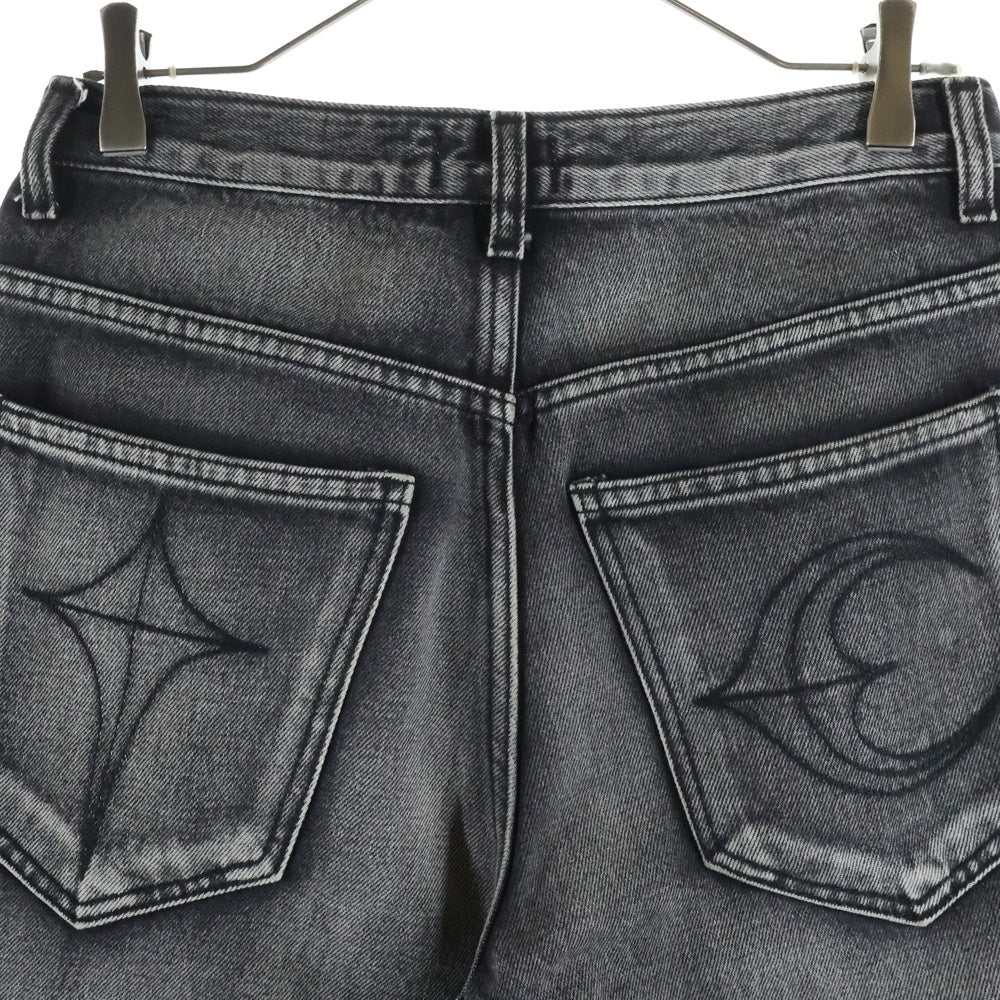 THUG CLUB(サグクラブ) DOUBLE KNEE DAMAGE SHORTSダブルニー ダメージ加工デニムハーフパンツ ショーツ ブラック