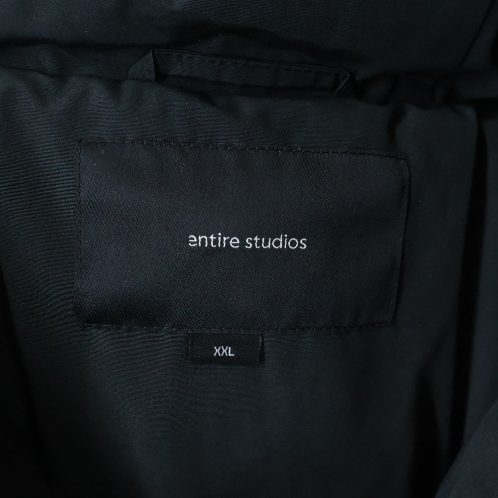 entire studios(エンタイア スタジオ) ジップアップ フーデット ダウンジャケット ブラック ES2034 PO019