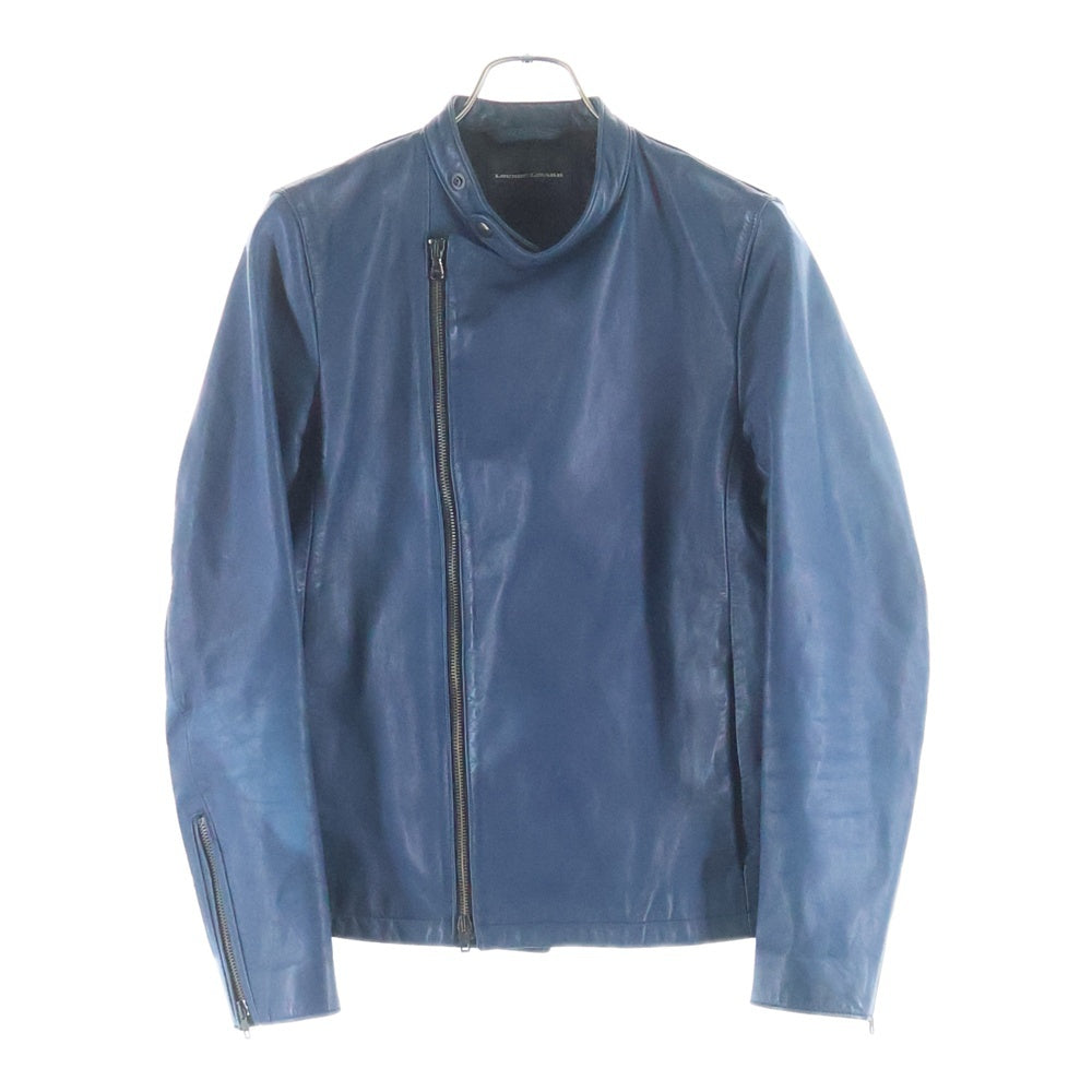 LOUNGE LIZARD(ラウンジリザード) ラムレザー ジップアップ ダブルライダースジャケット ブルー