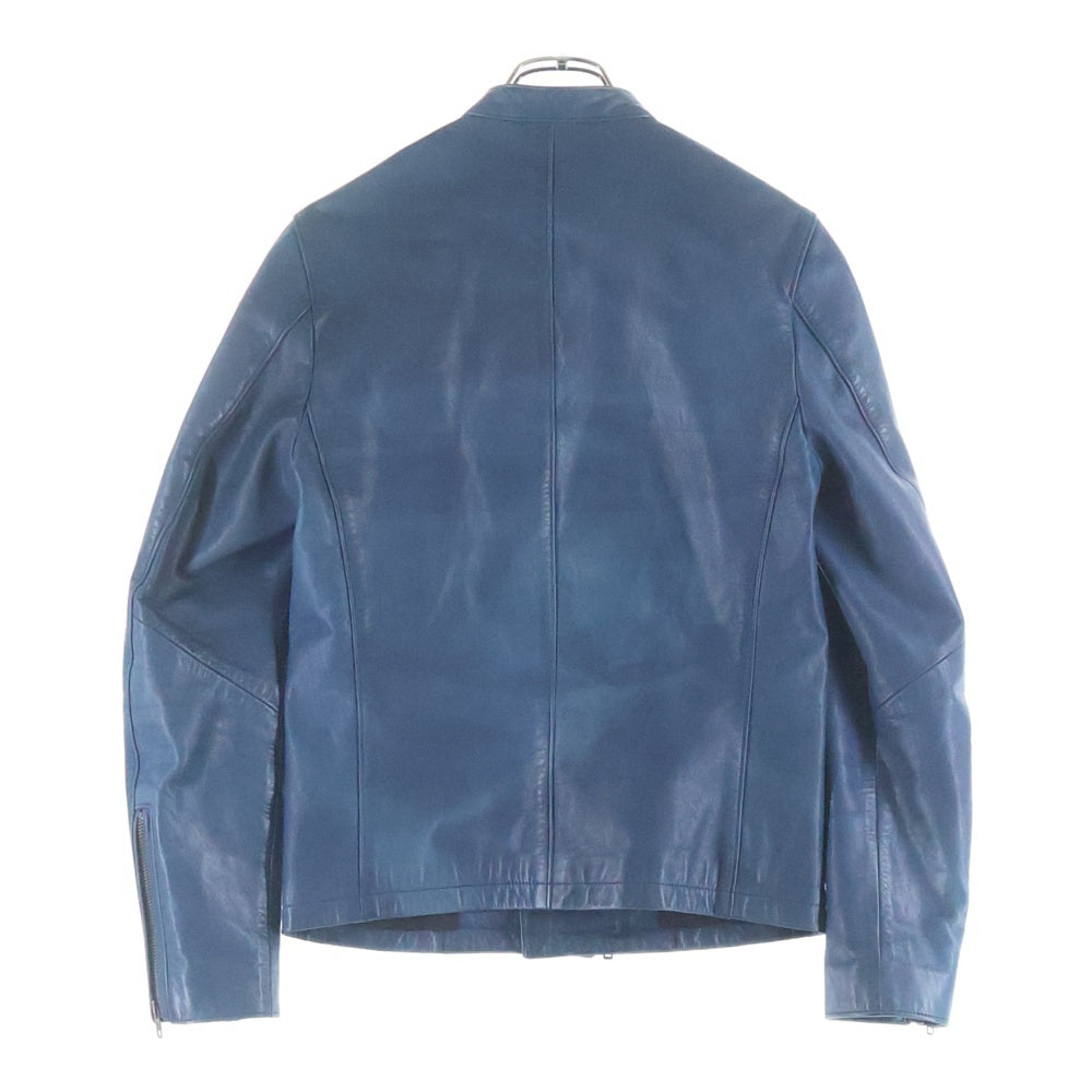 LOUNGE LIZARD(ラウンジリザード) ラムレザー ジップアップ ダブルライダースジャケット ブルー