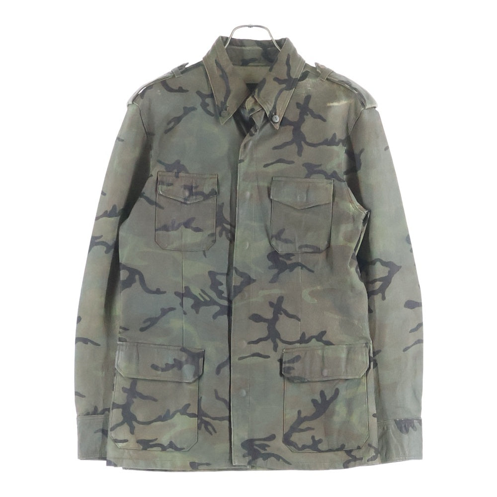 ISAMU KATAYAMA BACKLASH(イサムカタヤマバックラッシュ) PIG LEATHER ピッグレザー ミリタリーシャツジャケット カモ柄 グリーン
