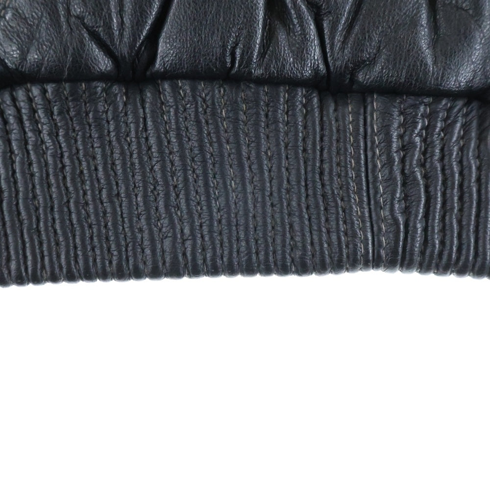 NO BRAND(ノーブランド) MAX U.S.A イタリアンレザー 総柄刺繍 バーシティー レザージャケット ブラック