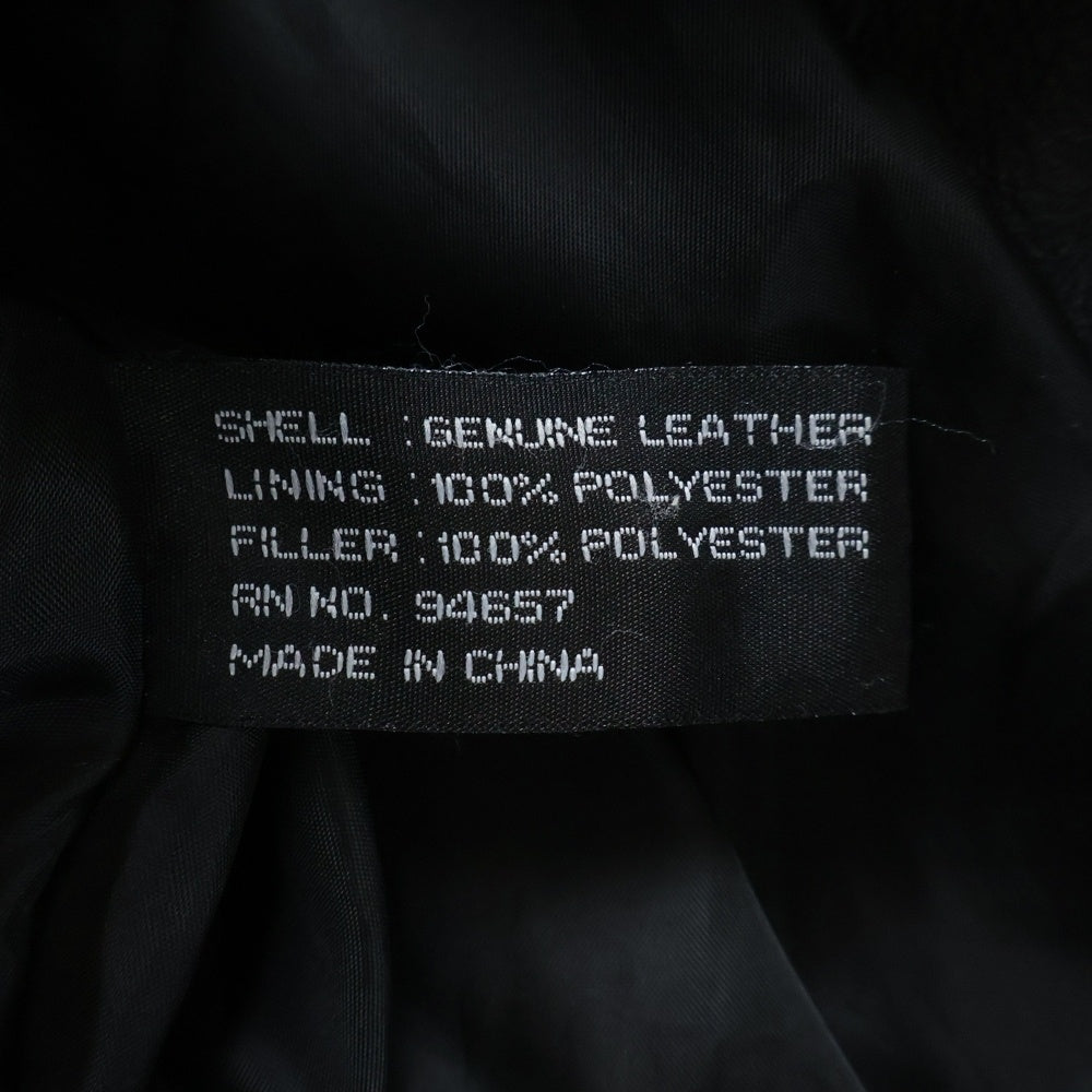 NO BRAND(ノーブランド) MAX U.S.A イタリアンレザー 総柄刺繍 バーシティー レザージャケット ブラック