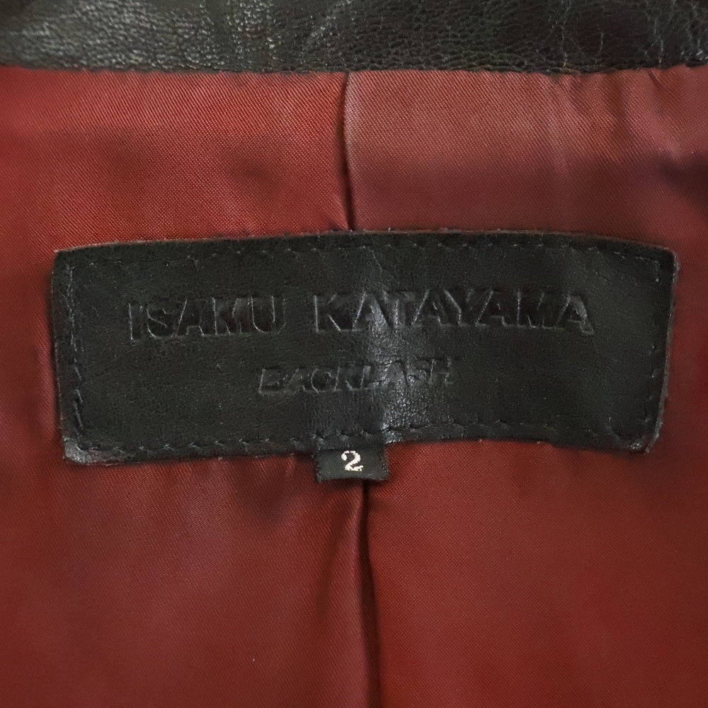 ISAMU KATAYAMA BACKLASH(イサムカタヤマバックラッシュ) ROLLS バッククロス刺繍 ゴートスキン ダブルライダースレザージャケット ブラック