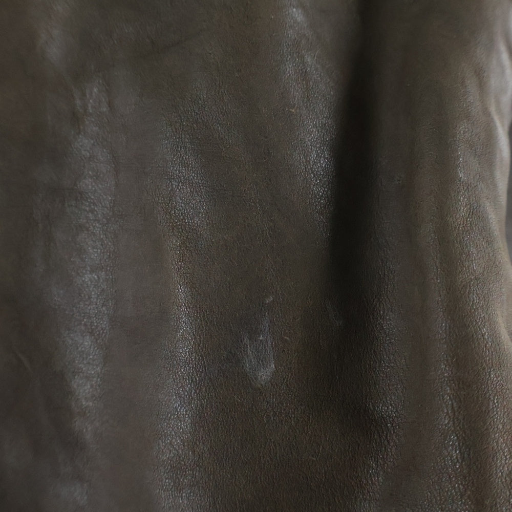 ISAMU KATAYAMA BACKLASH(イサムカタヤマバックラッシュ) カウレザー シングルライダースジャケット 製品染め ブラウン