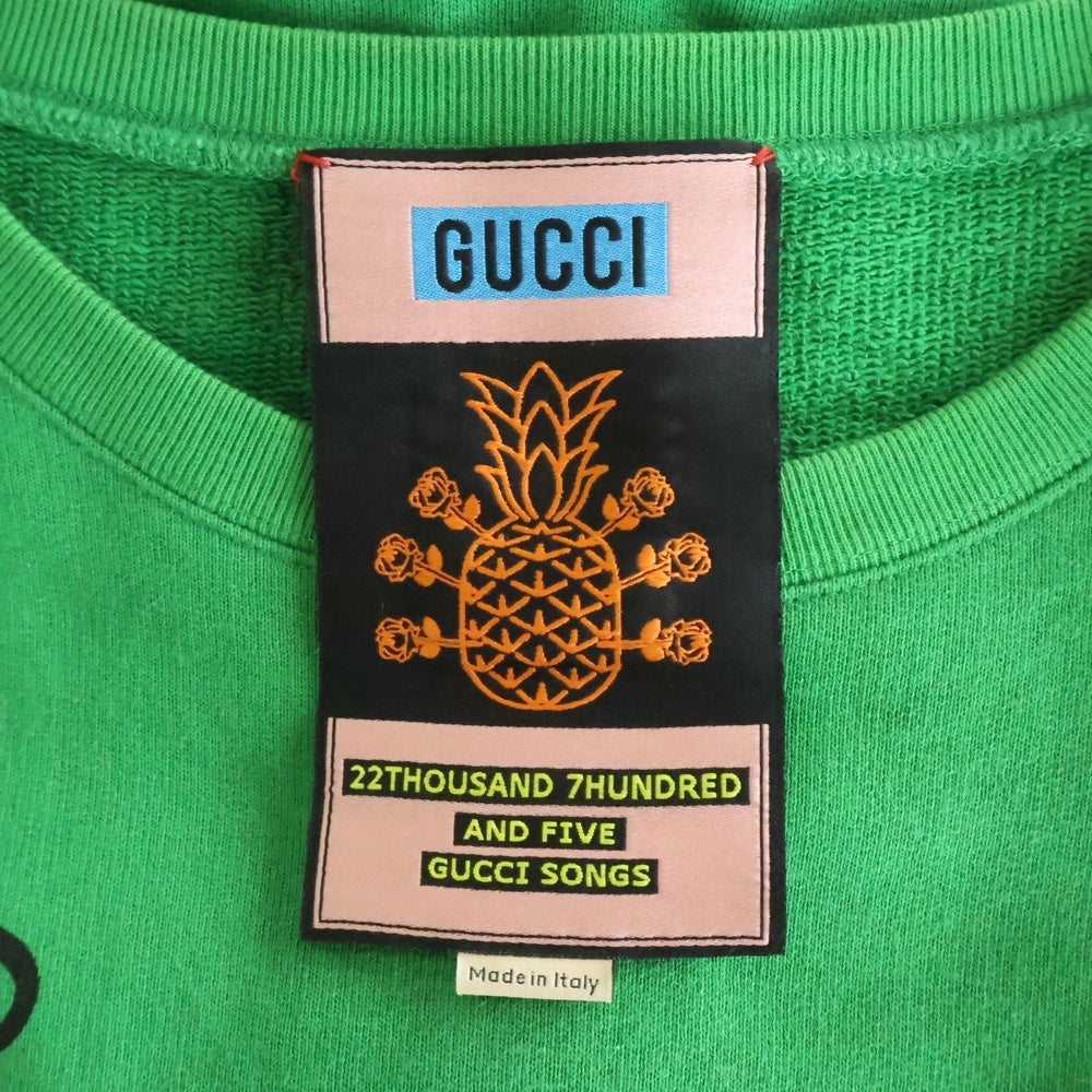 GUCCI(グッチ) パイナップル ロゴプリント クルーネックスウェットトレーナー グリーン 626990 XJD23