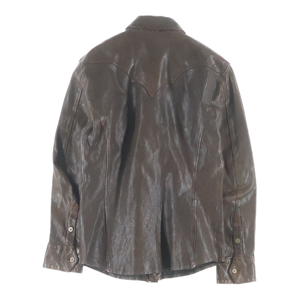 ISAMU KATAYAMA BACKLASH(イサムカタヤマバックラッシュ) ペイズリー総柄 カウレザーシャツジャケット ブラウン