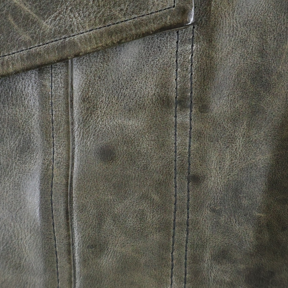 ISAMU KATAYAMA BACKLASH(イサムカタヤマバックラッシュ) カウレザー ミリタリーレザージャケット グレー