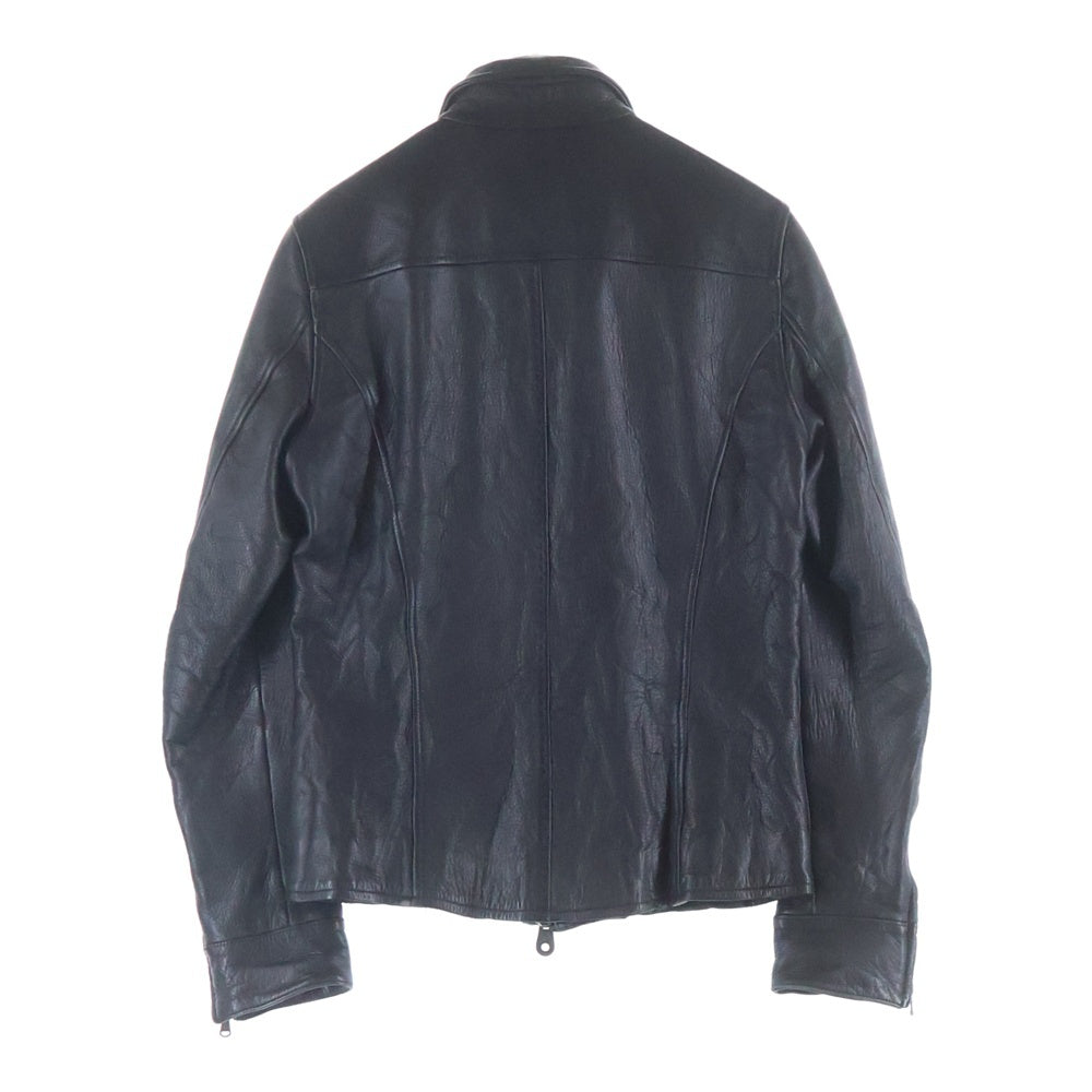 jun hashimoto(ジュンハシモト) カウレザー ジップアップレザートラッカージャケット ブラック