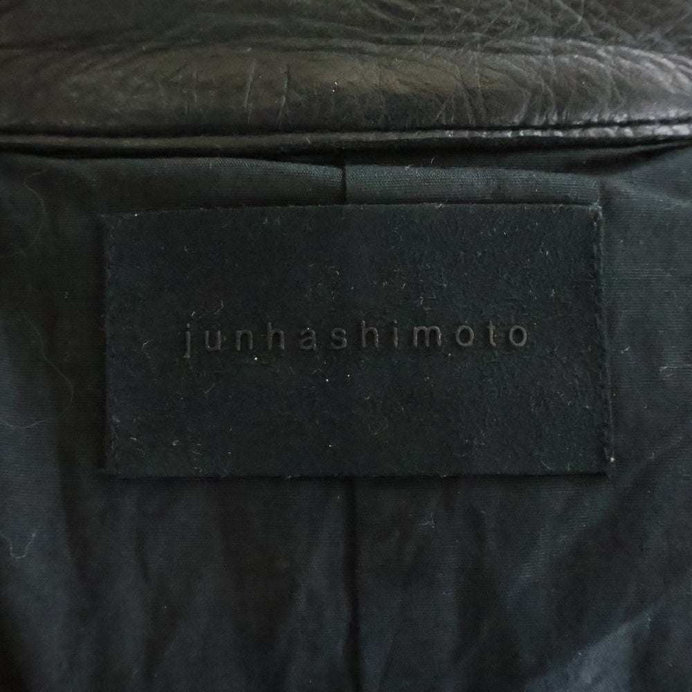 jun hashimoto(ジュンハシモト) カウレザー ジップアップレザートラッカージャケット ブラック